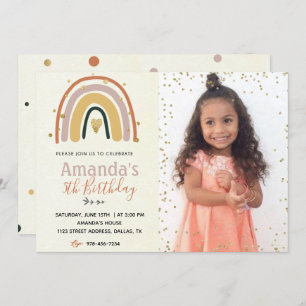 Gold Rainbow Boho Invitation Anniversaire Avec Pho