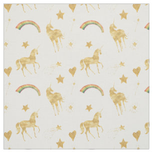 Gold Rainbow Dream Unicorn Stof