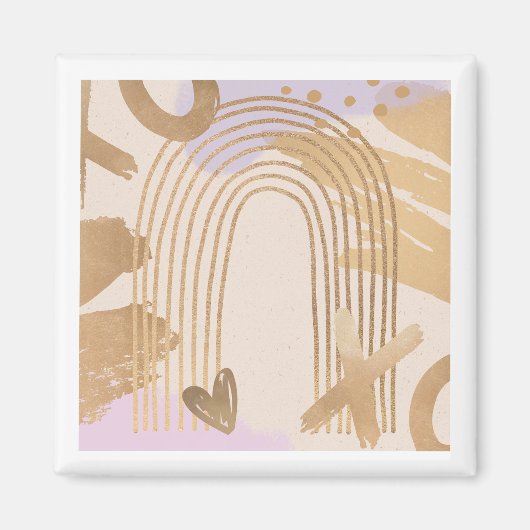 Gold Rainbow XOXO Formes Collage Magnet (Devant)