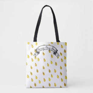 Gold Raindrop Rainy Day Patroon Tote Bag