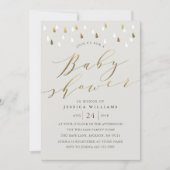 Gold raindrops snd script baby shower invitation g (Devant)