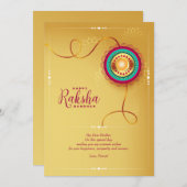 Gold Raksha Bandhan Wenskaart (Voorkant / Achterkant)