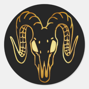 GOLD RAM-HOOFD RONDE STICKER