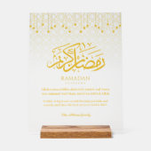 Gold Ramadan Kareem Acrylic Sign with Arabic Calli (Recto)