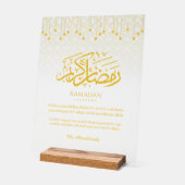 Gold Ramadan Kareem Acrylic Sign with Arabic Calli (Angle)