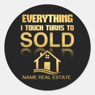 Gold REAL ESTATE alles draait om VERKOCHT Ronde Sticker