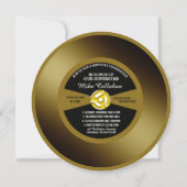 Gold Record Vinyl 45 Anniversaire Fête Invitation (Devant)
