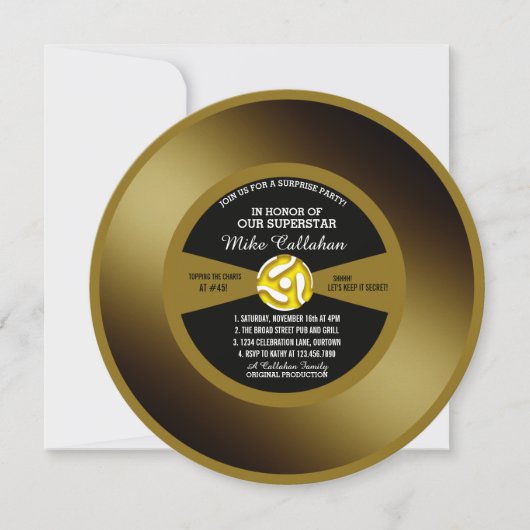Gold Record Vinyl 45 Enterprise Party Kaart (Voorkant)