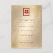 Gold Rectangle Double Happiness Chinese Wedding Informatiekaartje (Voorkant)
