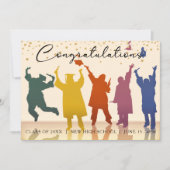 Gold Red Afstuderen Class Silhouettes kondiging Kaart (Voorkant)