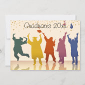 Gold Red Afstuderen Class Silhouettes kondiging Kaart (Achterkant)