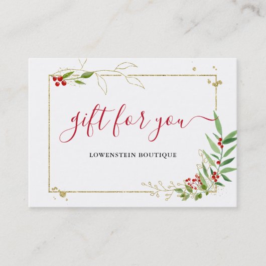 Gold Red Berry Christmas Holiday Certificat cadeau (Devant)