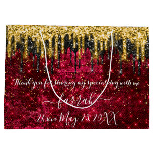 Gold Red Black Drips Favoriser Grand Sac Cadeau