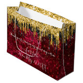 Gold Red Black Drips Favoriser Grand Sac Cadeau (Devant Angle)