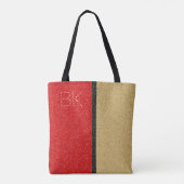 Gold Red Black Glitter Chic Monogram op maat Draagtas (Achterkant)