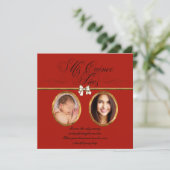 Gold Red Black Photo Quinceanera Invitations (Debout devant)