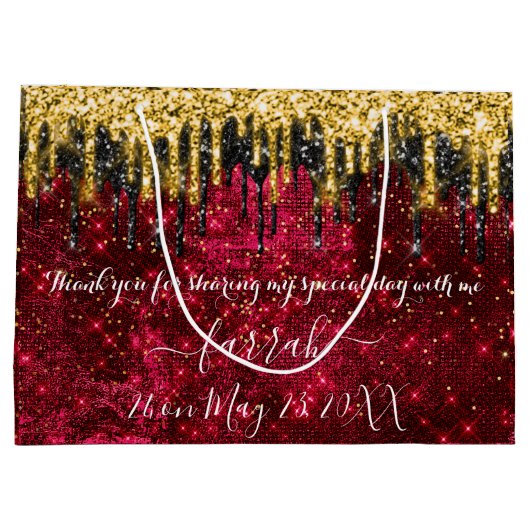 Gold Red Black-schijven voor grote cadeautas (Achterkant)