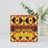Gold Red Bold Invitation de fête d'anniversaire (Debout devant)