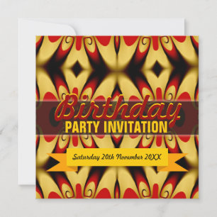 Gold Red Bold Invitation de fête d'anniversaire