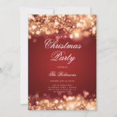 Gold Red Christmas Lights Invitation Programme et  (Devant)