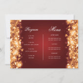 Gold Red Christmas Lights Invitation Programme et  (Dos)