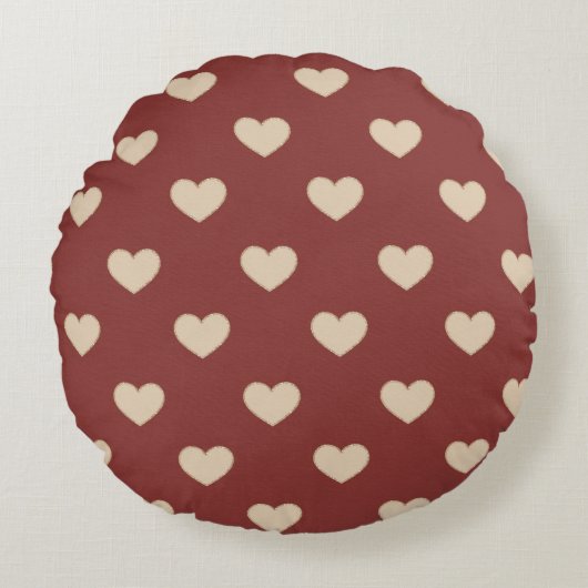 Gold Red Cream Glitter Hearts  Rond Kussen (Voorkant)
