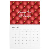 Gold Red Diamonds Tufted Leather Calendrier du tex (Mar 2027)