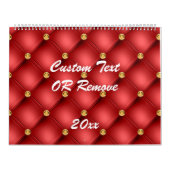 Gold Red Diamonds Tufted Leather Calendrier du tex (Protection)