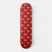 Gold Red Diamonds Tufted Leather Skateboard Cadeau (Recto)