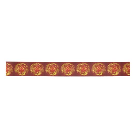 Gold Red Dragon Phoenix Chinese Weddenschap Favor Lint (Voorkant)