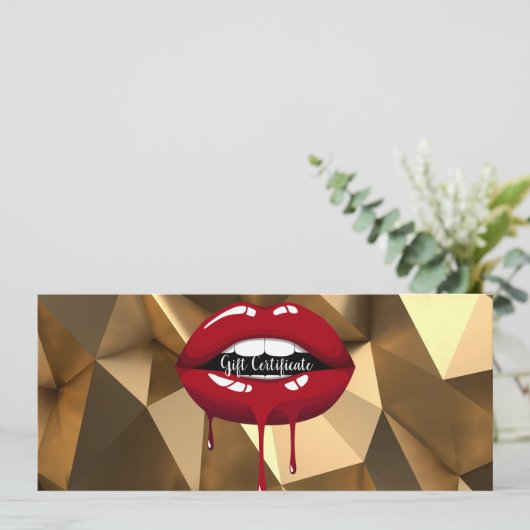 Gold Red Driving Lips Makeup Cadeaubon Kaart (Staand voorkant)