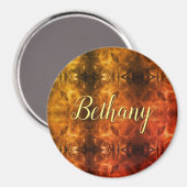 Gold Red Elegant Textured Glass look Custom Name Magneet (Voorkant / Achterkant)