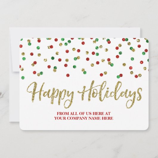 Gold Red Green Confetti Cartes de Noël Business (Devant)