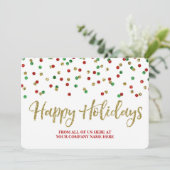 Gold Red Green Confetti Cartes de Noël Business (Debout devant)