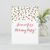 Gold Red Green Glitter Confetti Kerstfeest Kaart (Staand voorkant)
