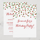 Gold Red Green Glitter Confetti Kerstfeest Kaart (Voorkant / Achterkant)