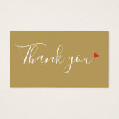 Gold Red Heart Merci Carte de réduction (Devant)