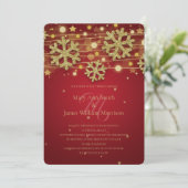 Gold & Red Holiday Weddenschap Save the Date Kaart (Staand voorkant)