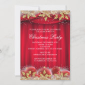 Gold Red Holly Baubles kerst uitnodiging (Voorkant)