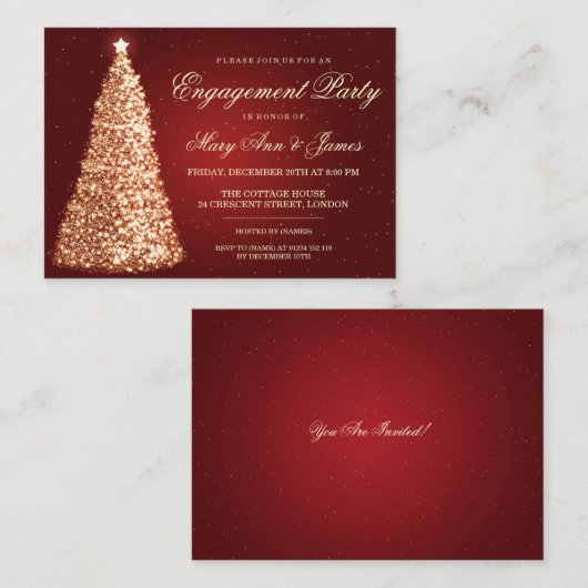 Gold Red Invita, legant kerstfeest Informatiekaartje (Voorkant / Achterkant)