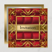 Gold Red Invitation Party N'importe quelle partie (Devant / Derrière)