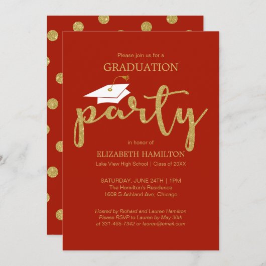 Gold Red Invitations (Devant / Derrière)