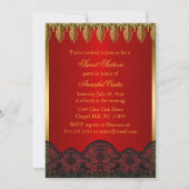 Gold Red Leaf Lace Sweet 16 Party Invite Kaart (Achterkant)