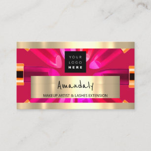 Gold Red Lipstick Winkel QRCODE Logo Makeup Artist Visitekaartje