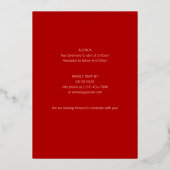 Gold Red Longevity Anniversaire Foil Invitation (F (Verso)