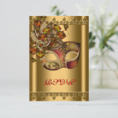 Gold Red Mask Gold Red Masquerade Party RSVP (Debout devant)