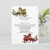 Gold Red Medieval Dragon Wedding Invitation (Debout devant)