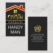 Gold Red Roof With Handyman Tools Visitekaartje (Voorkant / Achterkant)