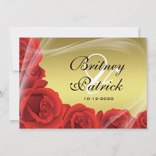 Gold & Red Rose-weddenschappen Kaart (Voorkant)