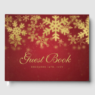 Gold & Red Snowflakes Christmas Party Livre d'or